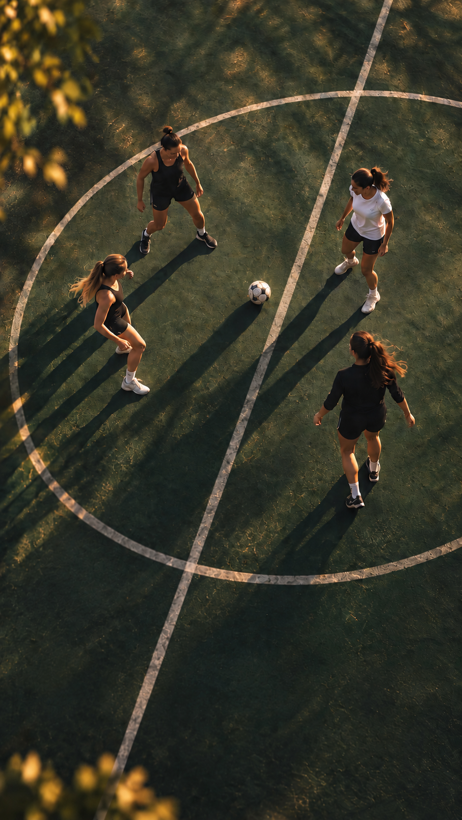 Women playing together on a sports court